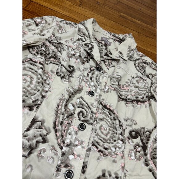 Chico's Womens Jacket Sz 2 (US 12) Gray Stretch Cotton 3/4 Sleeve Pockets Twill - Picture 4 of 7